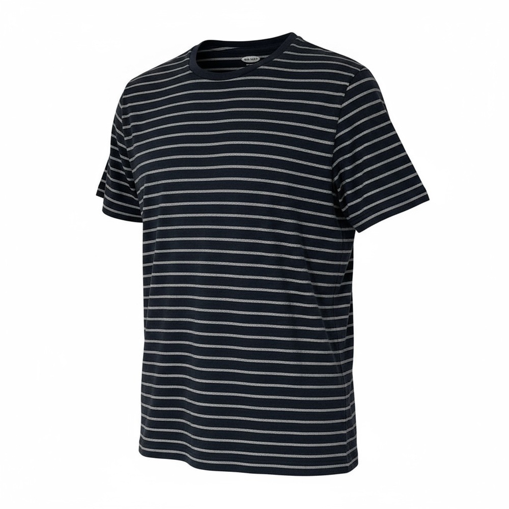 Short Sleeve Tee in Navy and Gray Stripes